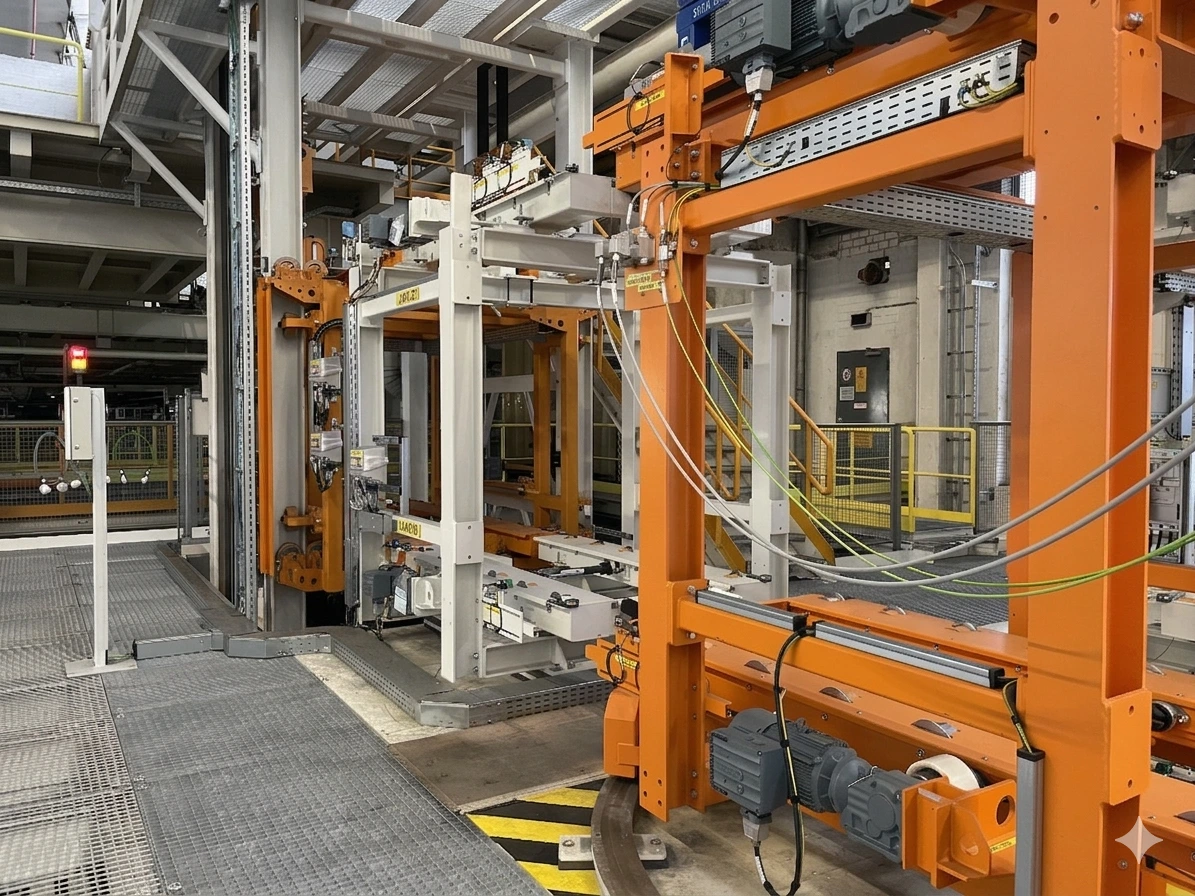 Industrial line with automated equipment